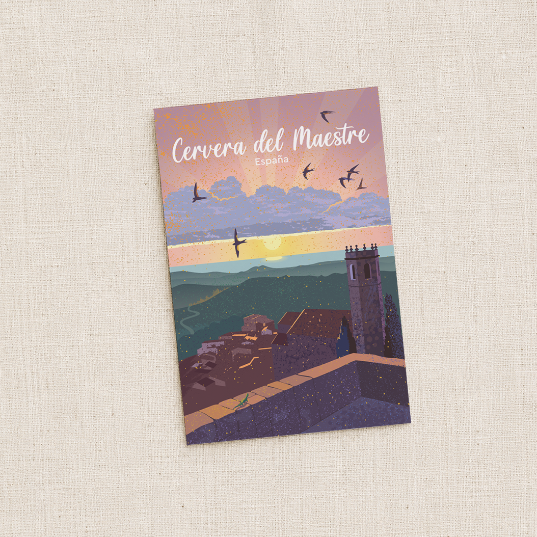 Postal | Cervera del Maestre | Vuelo de madrugada