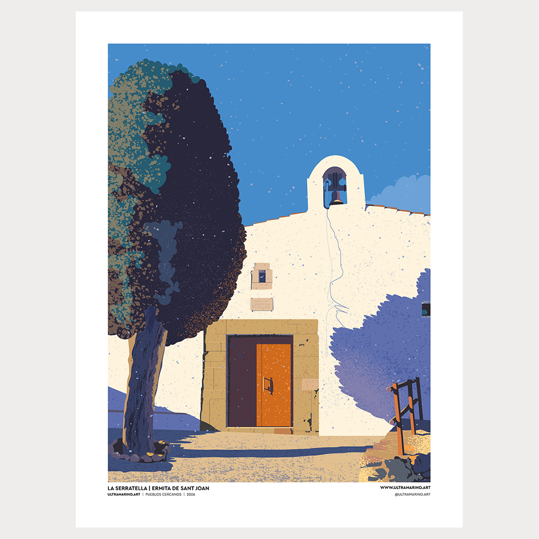 Lámina de La Serratella "Ermita de Sant Joan" sobre fondo blanco, vista completa del producto